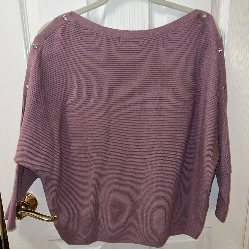 Purple Ribbed Sweater with Button Accents - Picture 2 of 4